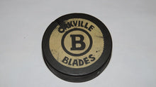 Load image into Gallery viewer, Vintage Oakville Blades Game Used OHA Official Viceroy Hockey Puck Ontario