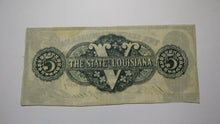 Load image into Gallery viewer, $5 1862 Baton Rouge Louisiana Obsolete Currency Bank Note Bill! State of LA XF+