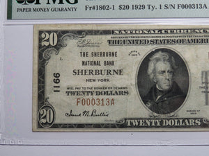 $20 1929 Sherburne New York NY National Currency Bank Note Bill Ch. #1166 VF30