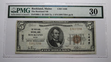 Load image into Gallery viewer, $5 1929 Rockland Maine ME National Currency Bank Note Bill Ch. #1446 VF30 PMG