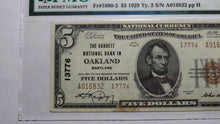Load image into Gallery viewer, $5 1929 Oakland Maryland MD National Currency Bank Note Bill Ch. #13776 AU55 PMG