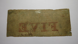 $5 1856 Tiverton Rhode Island RI Obsolete Currency Bank Note Bill! Tiverton Bank
