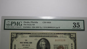 $20 1929 Ocala Florida FL National Currency Bank Note Bill #9926 Choice VF35 PMG