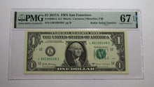 Load image into Gallery viewer, $1 2017 Radar Serial Number Federal Reserve Currency Bank Note Bill PMG UNC67EPQ