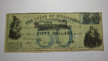 Load image into Gallery viewer, $50 1862 Jackson Mississippi Obsolete Currency Bank Note Bill State of MS