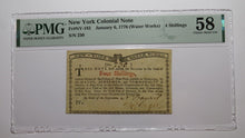 Load image into Gallery viewer, 1776 Four Shillings New York Water Works Colonial Currency Bank Note Bill AU58
