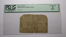 Load image into Gallery viewer, 1775 Five Shillings Rhode Island RI Colonial Currency Note Bill! PCGS Graded 5s