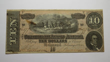 Load image into Gallery viewer, $10 1864 Richmond Virginia VA Confederate Currency Bank Note Bill T68 FINE+