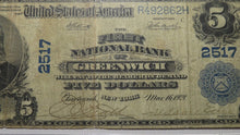 Load image into Gallery viewer, $5 1902 Greenwich New York NY National Currency Bank Note Bill Ch #2517 F12 PCGS
