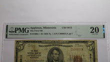 Load image into Gallery viewer, $5 1929 Appleton Minnesota MN National Currency Bank Note Bill Ch #8813 VF20 PMG