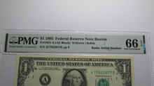 Load image into Gallery viewer, $1 1995 Radar Serial Number Federal Reserve Currency Bank Note Bill PMG UNC66EPQ