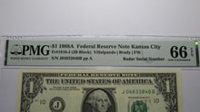Load image into Gallery viewer, $1 1988 Radar Serial Number Federal Reserve Currency Bank Note Bill PMG UNC66EPQ