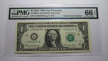 Load image into Gallery viewer, $1 2013 Radar Serial Number Federal Reserve Currency Bank Note Bill PMG UNC66EPQ