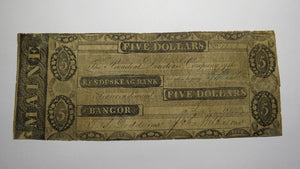 $5 1840 Bangor Maine ME Obsolete Currency Bank Note Bill! Kenduskeag Bank