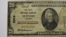 Load image into Gallery viewer, $20 1929 Newton Illinois IL National Currency Bank Note Bill Ch. #5869 RARE!