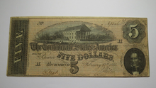 Load image into Gallery viewer, $5 1864 Richmond Virginia VA Confederate Currency Bank Note Bill RARE! T69 Fine