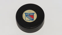 Load image into Gallery viewer, 1972-73 Jim Lorentz Buffalo Sabres Game Used Goal Scored NHL Puck -Rangers Logo
