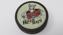 Load image into Gallery viewer, 1990s Albany River Rats AHL Official InGlasco Game Used Puck Defunct Hockey Team