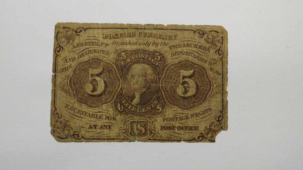 1863 $.05 First Issue Fractional Currency Obsolete Postage Bank Note 1st Issue!