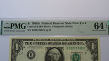 Load image into Gallery viewer, $1 1988 Near Solid Serial Number Federal Reserve Bank Note Bill UNC64 #22222282