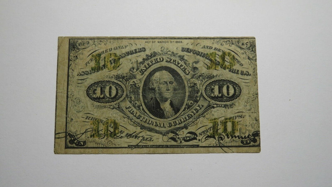 1863 $.10 Second Issue Fractional Currency Obsolete Bank Note Bill! 2nd RARE!!