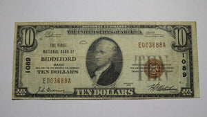 $10 1929 Biddeford Maine ME National Currency Bank Note Bill Charter #1089 FINE+
