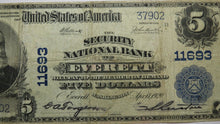 Load image into Gallery viewer, $5 1902 Everett Washington WA National Currency Bank Note Bill Charter #1693 VF
