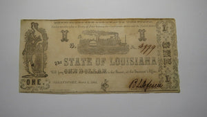 $1 1864 Shreveport Louisiana Obsolete Currency Bank Note Bill! State of LA