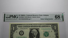 Load image into Gallery viewer, $1 2003 Radar Serial Number Federal Reserve Currency Bank Note Bill PMG UNC68EPQ