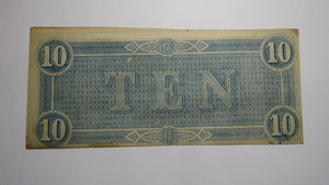 $10 1864 Richmond Virginia VA Confederate Currency Bank Note Bill RARE! T68 VF+