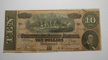 Load image into Gallery viewer, $10 1864 Richmond Virginia VA Confederate Currency Bank Note Bill T68 VF