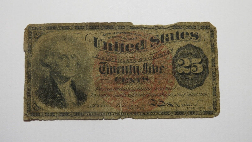 1863 $.25 Fourth Issue Fractional Currency Obsolete Bank Note Bill 4th Good!