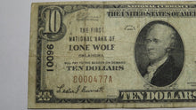 Load image into Gallery viewer, $10 1929 Lone Wolf Oklahoma OK National Currency Bank Note Bill Ch. #10096 RARE!