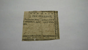 1761 Ten Shillings North Carolina NC Colonial Currency Bank Note Bill 10s RARE
