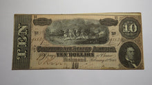 Load image into Gallery viewer, $10 1864 Richmond Virginia VA Confederate Currency Bank Note Bill RARE! T68 VF+