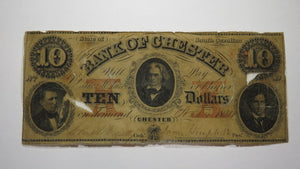 $10 1854 Chester South Carolina SC Obsolete Currency Bank Note Bill RARE Issue