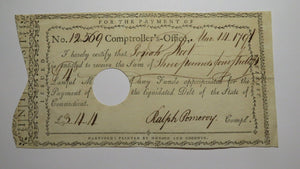 1791 3 Pounds 4 Shilling Connecticut Comptrollers Colonial Currency Note Pomeroy