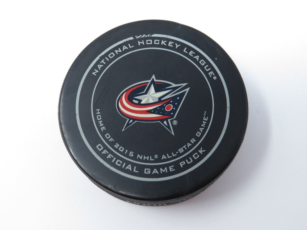 2014-15 Columbus Blue Jackets NHL Game Used Hockey Puck All Star Logo