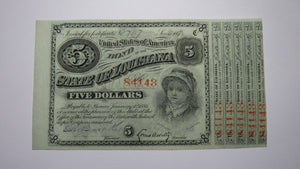$5 1870's Baton Rouge Lousiana Obsolete Currency Bank Note! LA Baby Bond UNC++