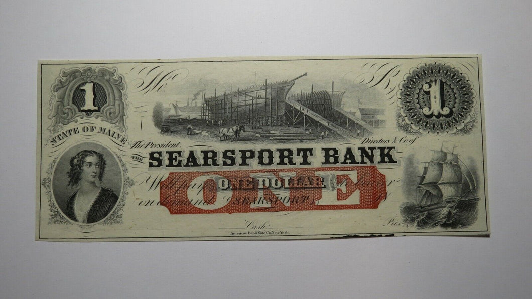 $1 18__ Searsport Maine ME Obsolete Currency Bank Note Remainder Bill UNC++