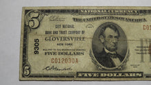 Load image into Gallery viewer, $5 1929 Gloversville New York NY National Currency Bank Note Bill! Ch #9305 RARE