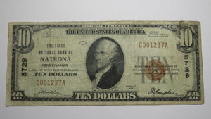 $10 1929 Natrona Pennsylvania PA National Currency Bank Note Bill Ch. #5729 Fine