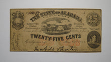 Load image into Gallery viewer, $.25 1863 Montgomery Alabama Obsolete Currency Bank Note Bill AU! Plate A