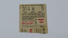Load image into Gallery viewer, October 29, 1967 New York Rangers Vs. Toronto Maple Leafs NHL Hockey Ticket Stub