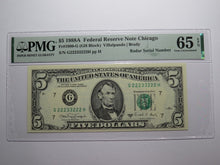 Load image into Gallery viewer, $5 1988 Radar Serial Number Federal Reserve Currency Bank Note Bill PMG UNC65EPQ