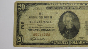 $20 1929 Cleveland Ohio OH National Currency Bank Note Bill Charter #786