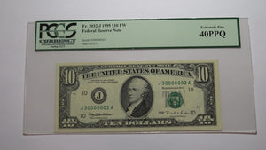 $10 1995 Fancy Radar Serial Number Federal Reserve Currency Note Bill #30000003