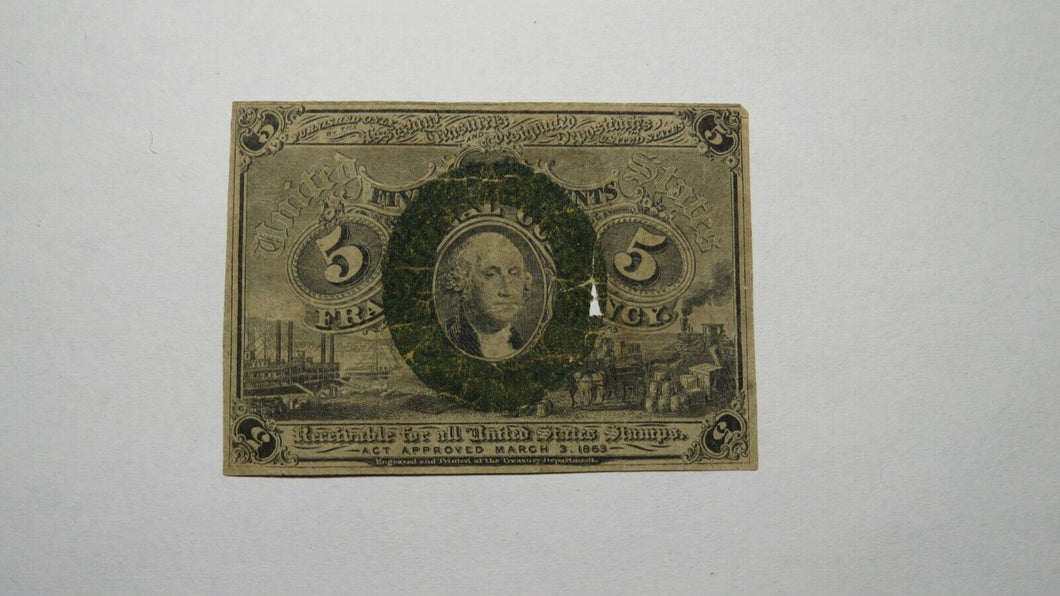 1863 $.05 Second Issue Fractional Currency Obsolete Bank Note Bill 2nd RARE