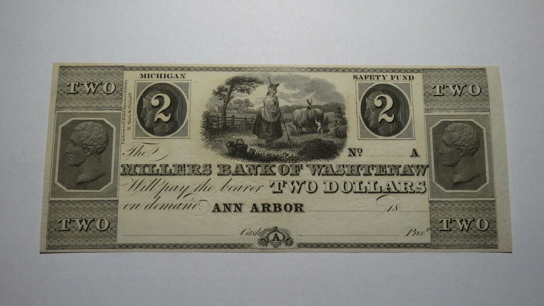 $2 18__ Ann Arbor Michigan MI Obsolete Currency Bank Note Bill! Miller's Bank