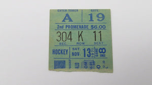 November 13, 1971 New York Rangers Vs. Buffalo Sabres NHL Hockey Ticket Stub